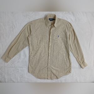 Polo Ralph Lauren Long Sleeve Button  Shirt  Pony S Yellow PLAID DRY CLEANED